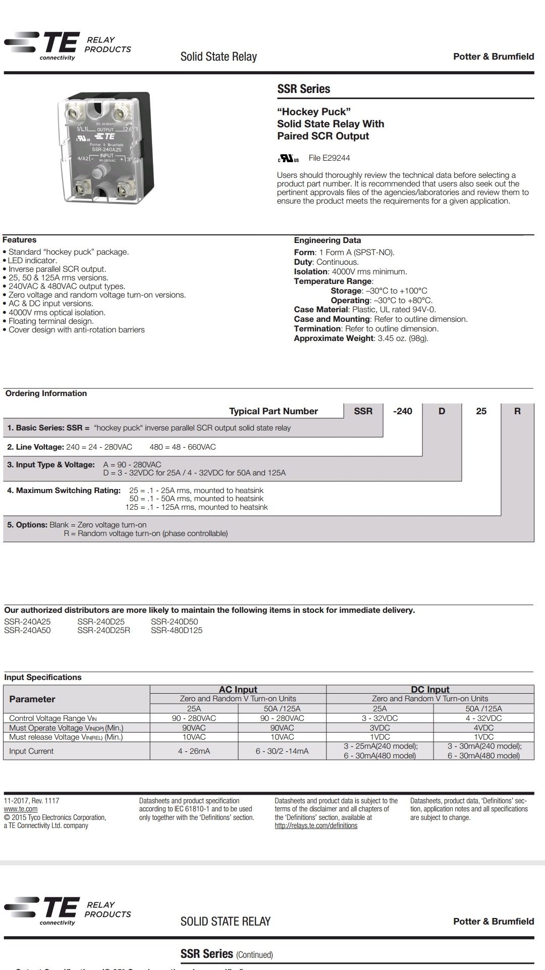 Твердотельное реле SSR-240A25, SSR-480A25, SSR-240D25, SSR-480D25
