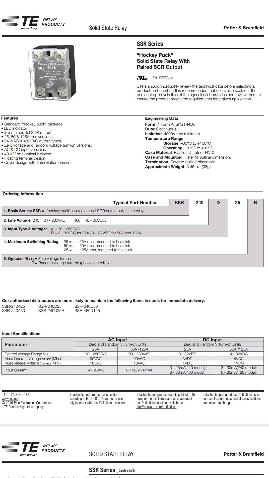 Твердотельное реле SSR-240A25, SSR-480A25, SSR-240D25, SSR-480D25