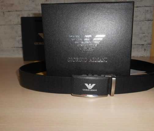 Emporio Armani Męski pasek firmowy, skóra naturalna 215