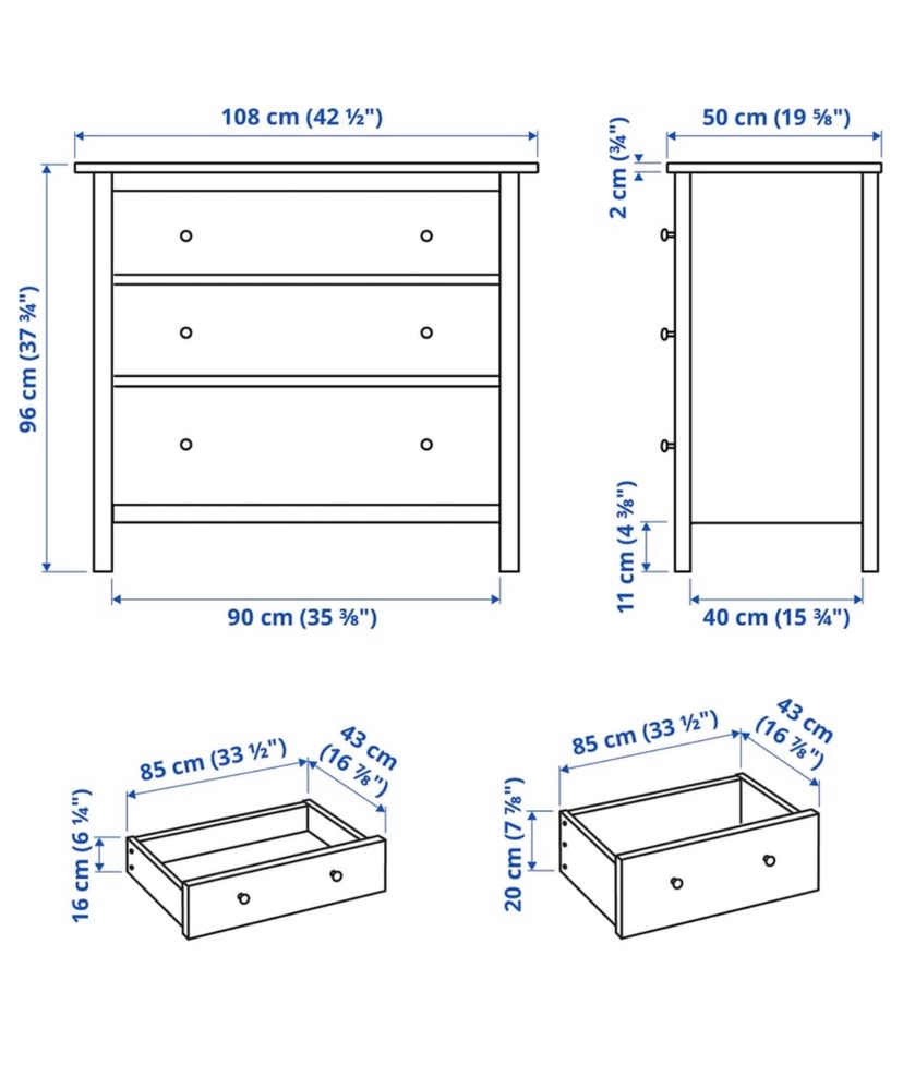 Comoda 3 gavetas IKEA - HEMNES