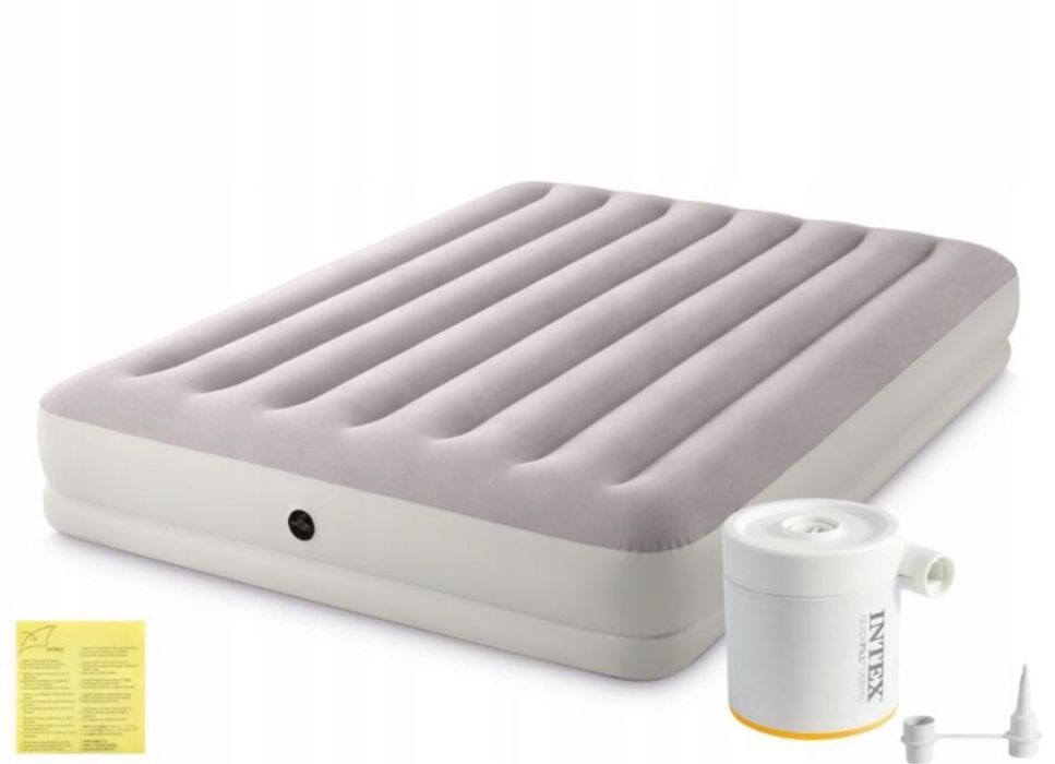 Materac Dmuchany Dwuosobowy + Pompka Łóżko do Spania 202x152 cm INTEX