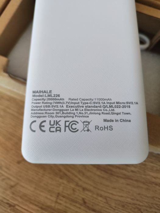 Powerbank Maihale LML226  20000 mAh biały