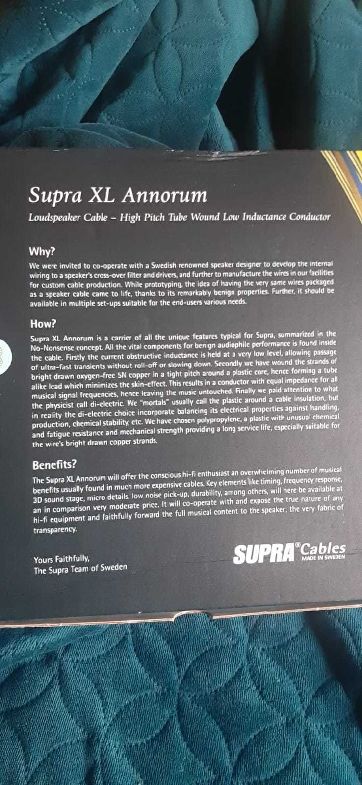 Kable głośnikowe Supra XL Annorum 2x3 m