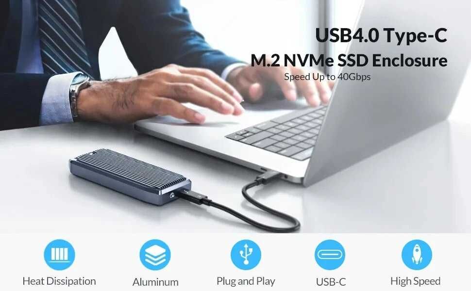 Внешний кейс бокс карман для M2 NVMe ORICO 40 Гбит/с USB4 M2V01-C4