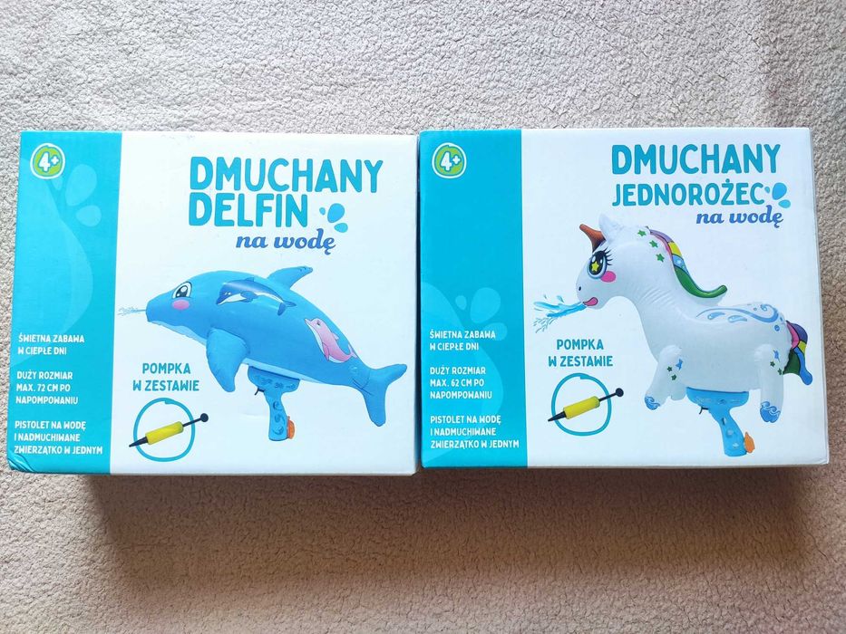 Dmuchany pistolet na wodę JEDNOROŻEC lub DELFIN + pompka DUŻY