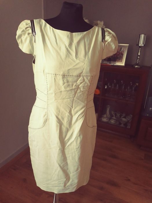 Sukienka Simple prosta 42 lato krem czern