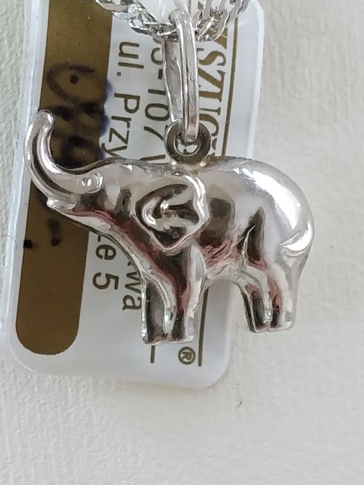 Słonik Złoto białe zawieszka  pr.585. wys.z oczkiem 16mm.