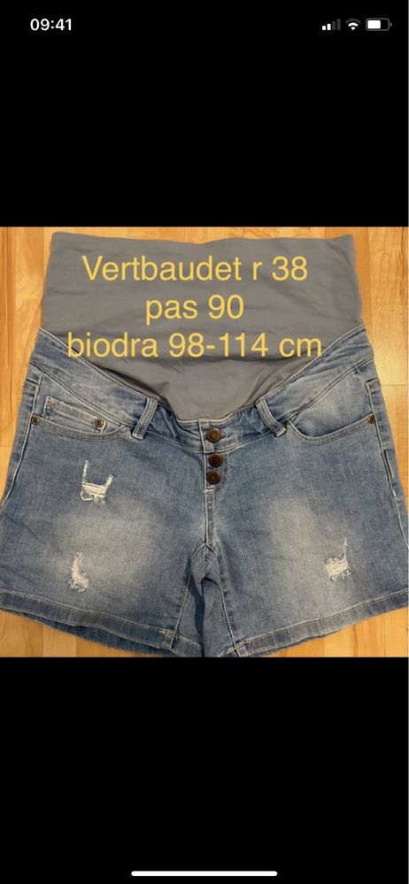 Vertbaudet r 38 szorty krótkie spodenki jeansowe ciążowe dżinsowe