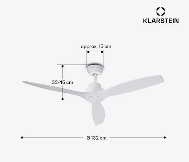 Потолочный вентилятор Лопасти натуральное дерево Klarstein Santa Elena