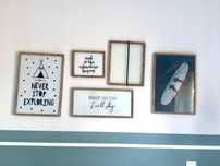Conjunto 5 molduras madeira e vidro duplo. Ideal para decoração quarto