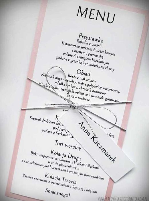 Karta menu z winietką