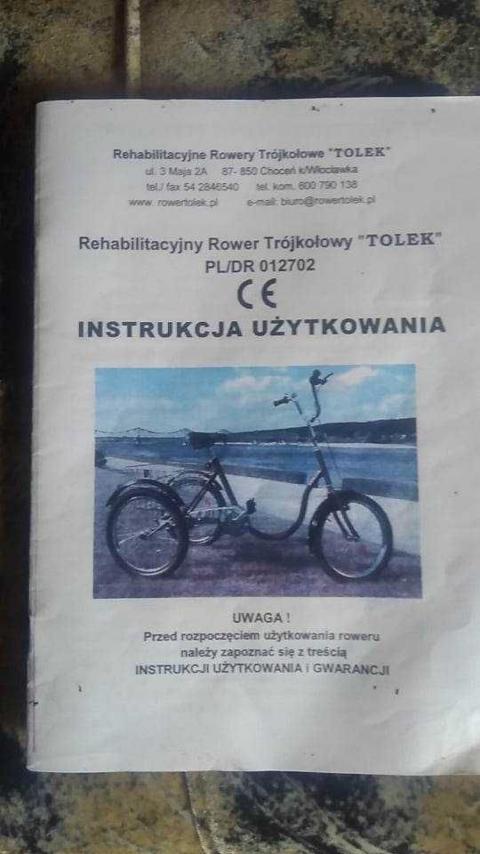 Rehabilitacyjny rower elektryczny trójkołowy TOLEK na gwarancji