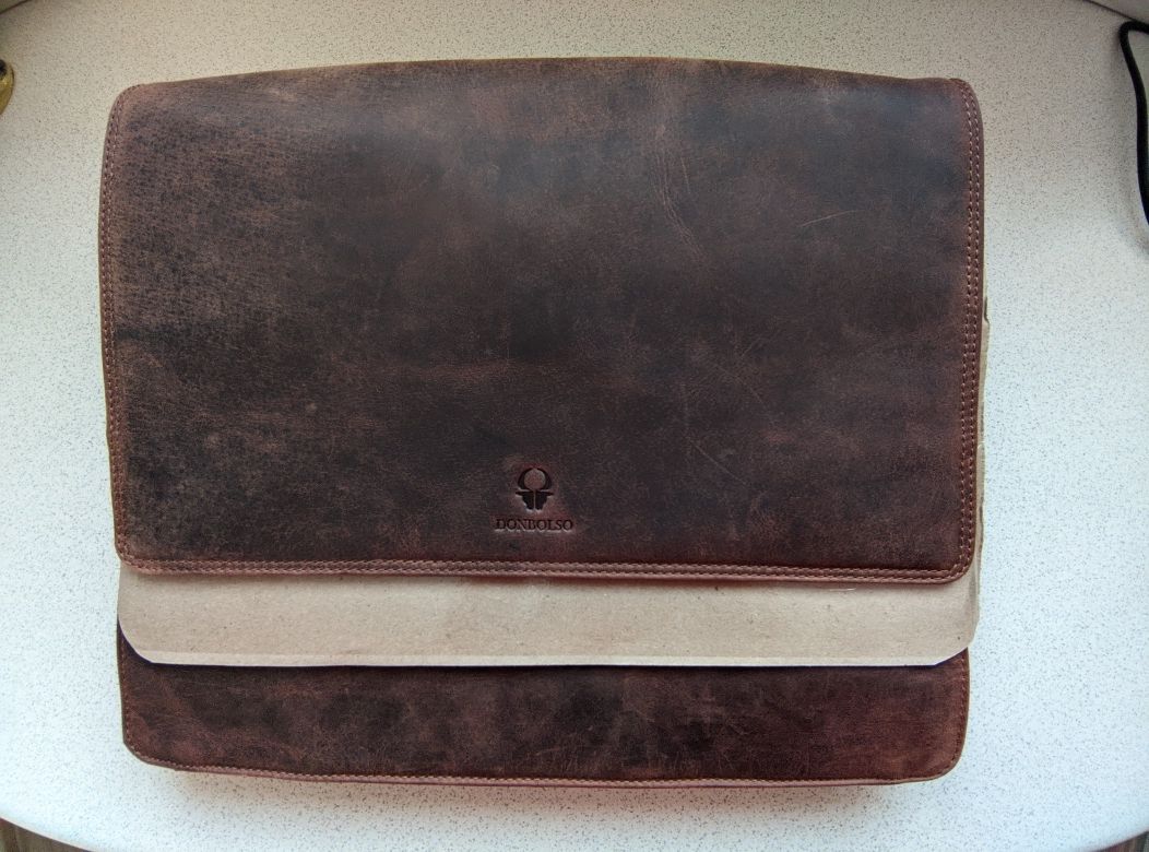 Torba na ramię skóra DONBOLSO BARCELON listonoszka vintage nowa laptop
