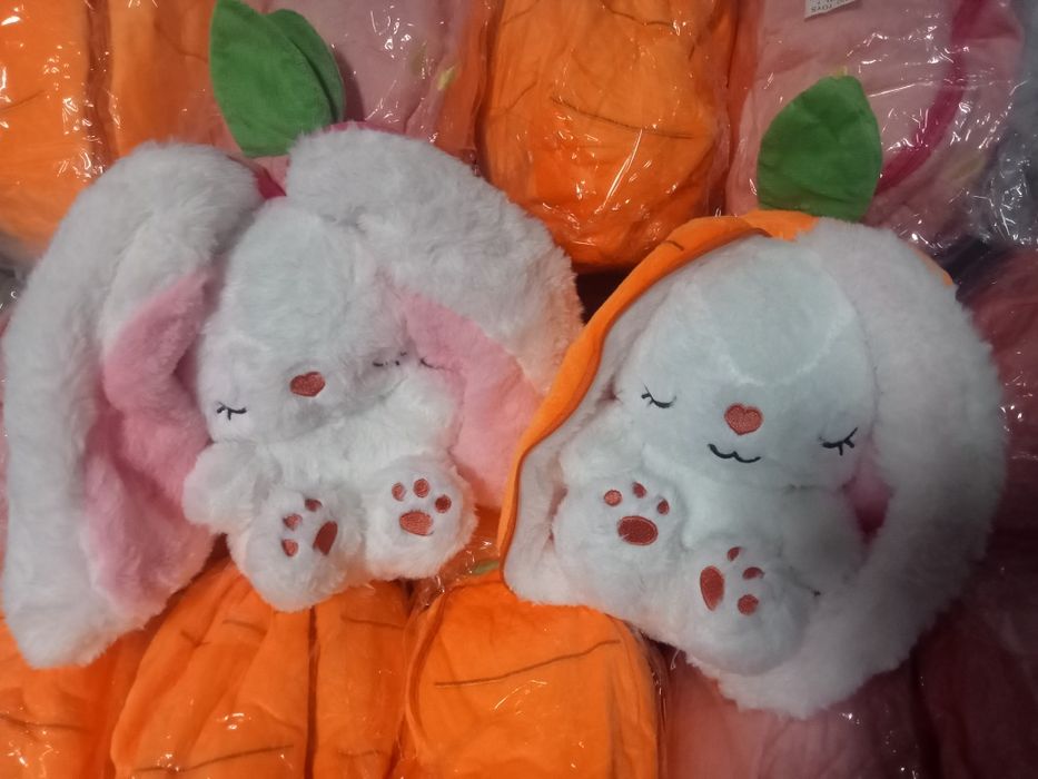 Опт! Дроп! Іграшка нічник дихаючий зайчик в полуничці/морквинці