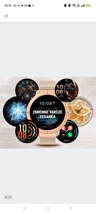 Smartwatch Damski wodoodporny zegarek menu pl