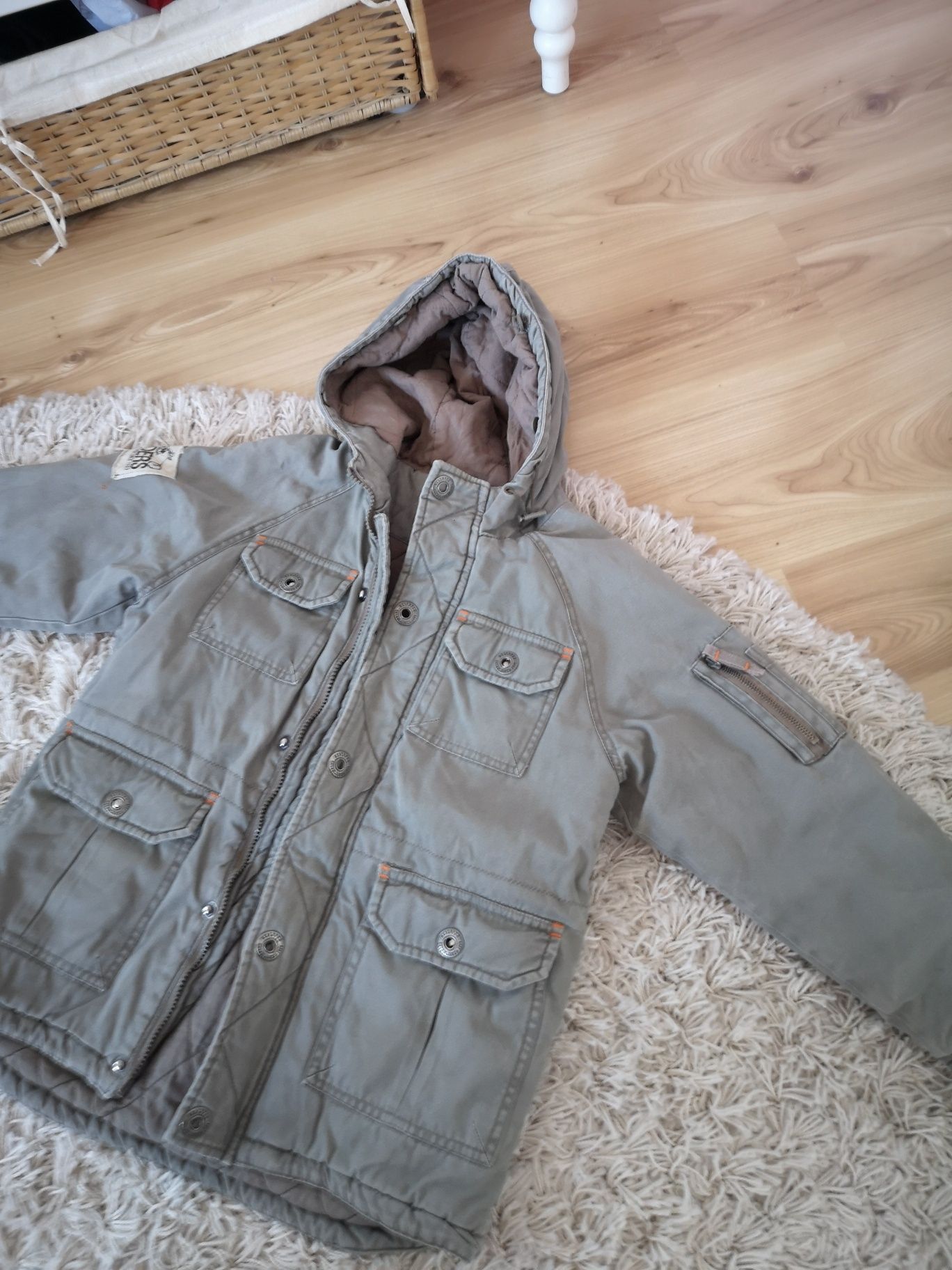 Kurtka parka chłopięca kurtka Długa Khaki dla chłopca 128