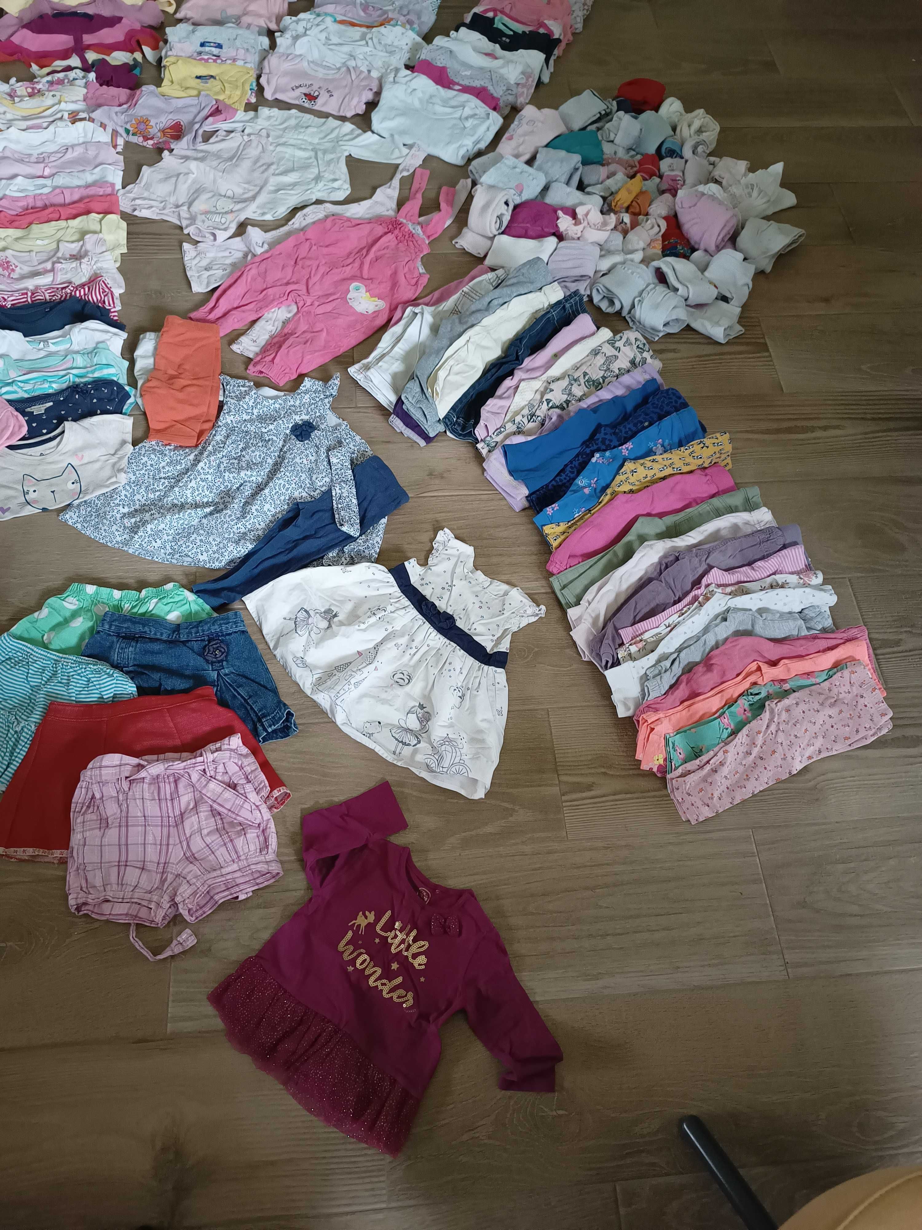 MEGA Paczka ubrań dla dziewczynki 74-80 + gratisy / ponad 160 szt.