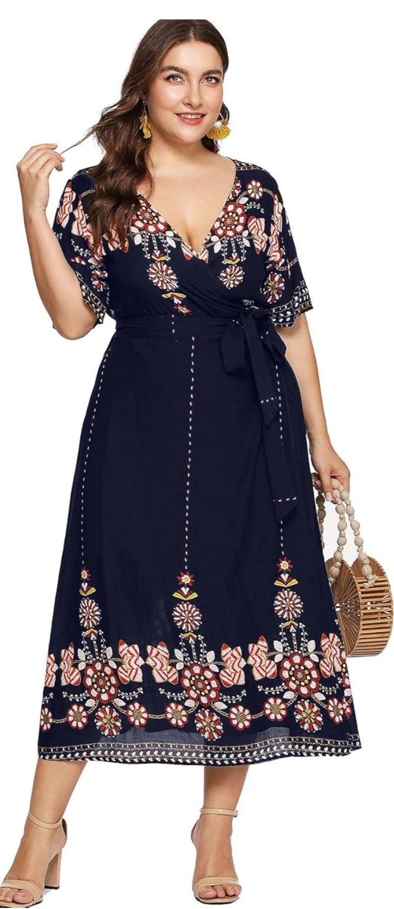 Śliczna granatowa sukienka letnia midi/maxi, uniwersalna,boho, XL/42/1