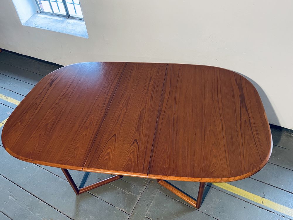 Duński rozkładany tekowy stół, lata 60., Mid-century modern design