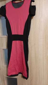 Różowo-czarna sukienka Gatta z wyciętymi ramionami