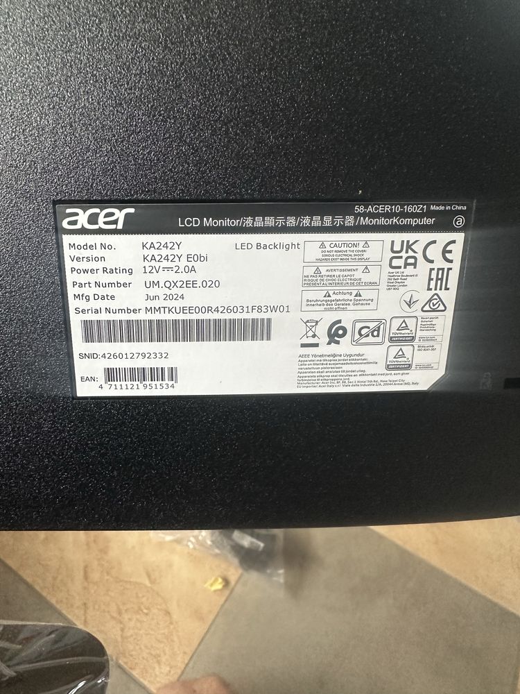 Monitor Acer uszkodzona matryca