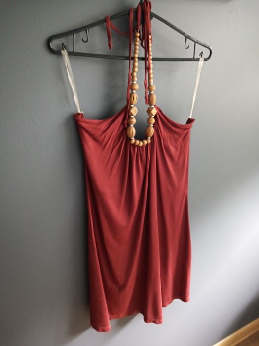 Bluzka drewniane korale viskoza L 40 Amisu brązowa