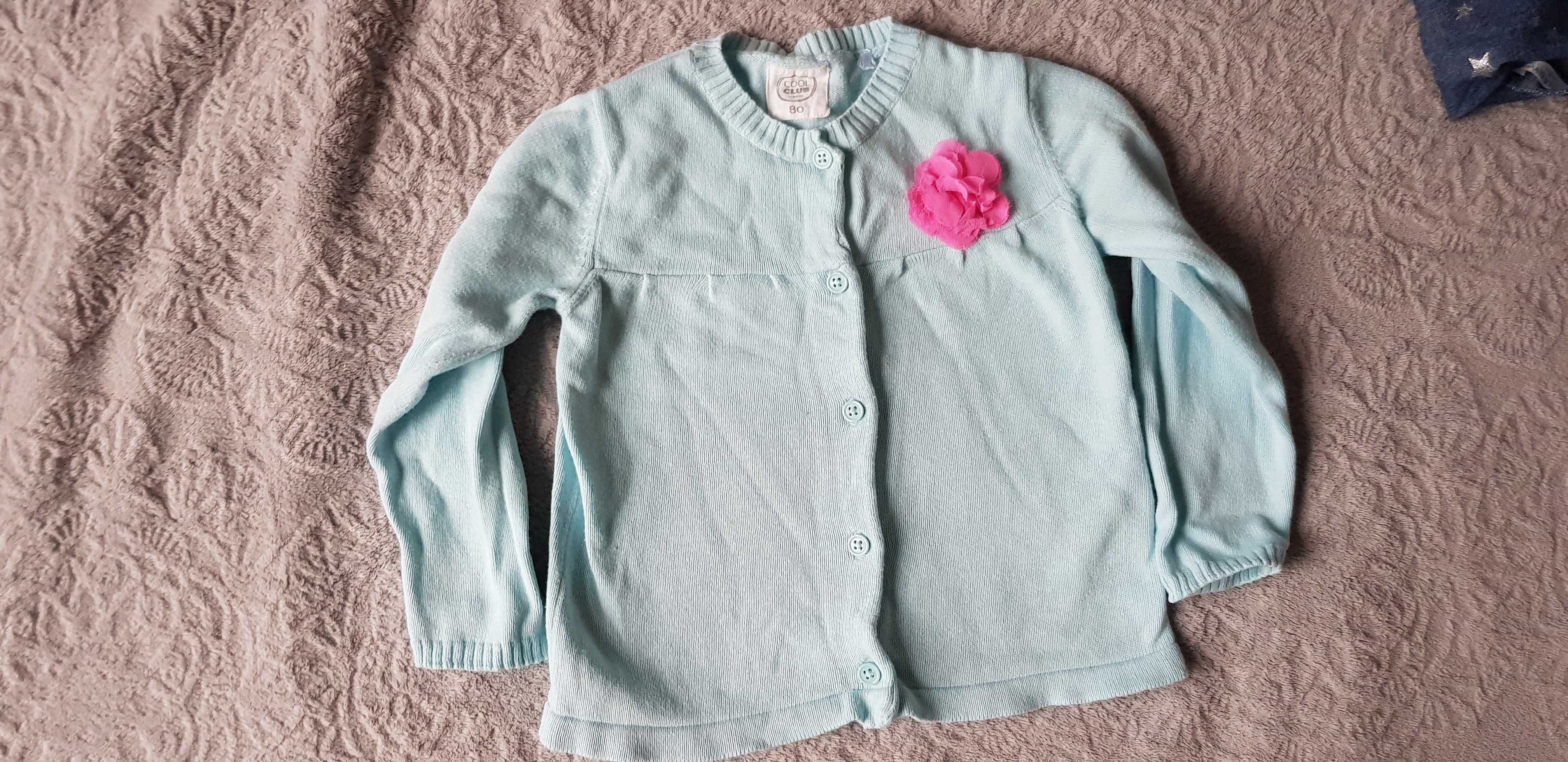 Sweterek kardigan dla dziewczynki  rozpinany niebieski rozm. 80