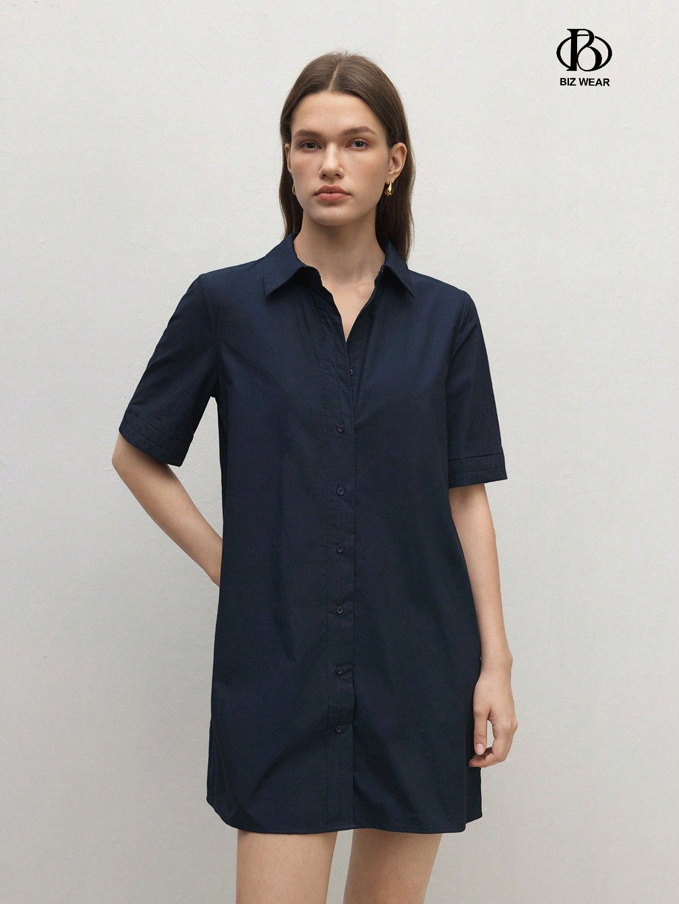 Sukienka Koszulowa Bawełniana Granatowa Mini Casual Shein M 38