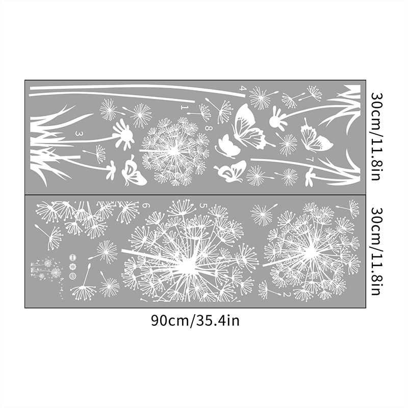 Наклейка на стену виниловая белая Одуванчики и бабочки 159*135 см