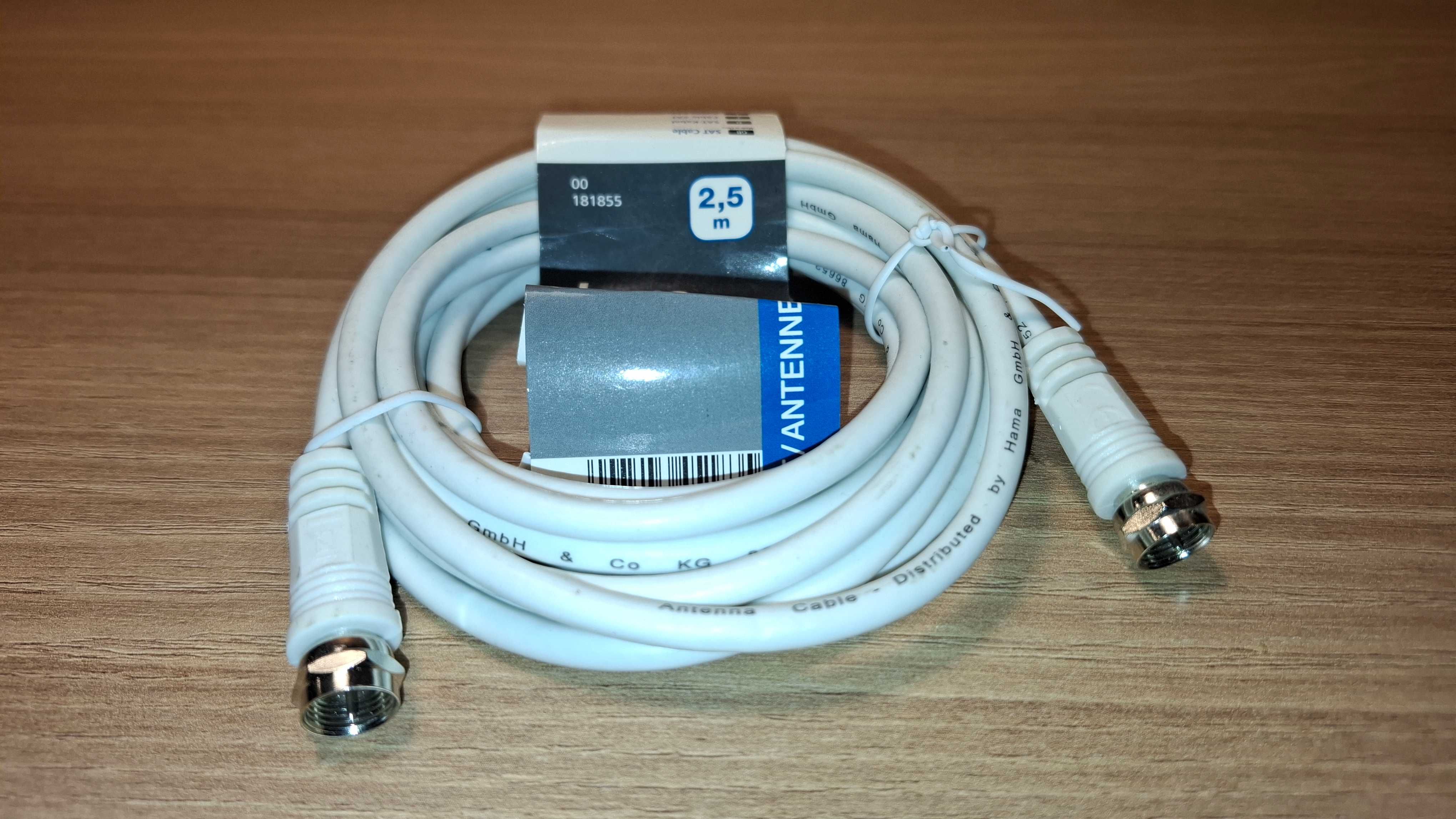 Kabel Antenowy - HAMA - Kabel Koncentryczny - DVB-T2 - 2,5 metra