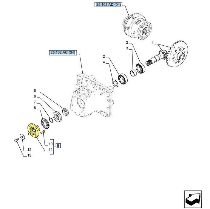 Flansza wałka ataku osi przedniej Case, NH 8762.1411 ORYGINAŁ CNH