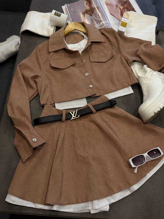 Жіночий вельветовий Костюм двійка‼️піджак + юбка з підкладкою шортиків