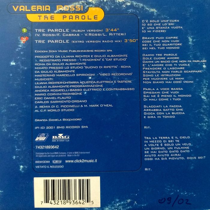 CDs Valeria Rossignol Tre Parole 2001r