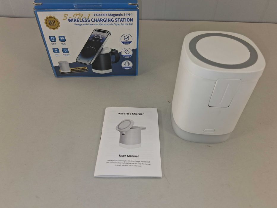 N000 Stacja Ładująca Indukcyjna 3w1 MagSafe Lusterko Lampka Nocna