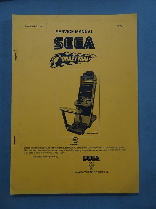 Catálogo / Manual de instruções SEGA - Crazy Taxi - Service Manual