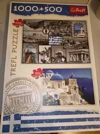 Puzzle Trefl 1000 + 500 Grecja, Santorini, kompletne