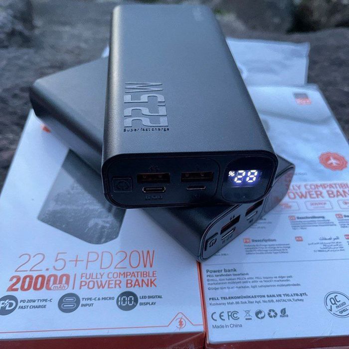 Мощный Power Bank Pell 20000mAh 22.5W с функцией быстрой зарядки