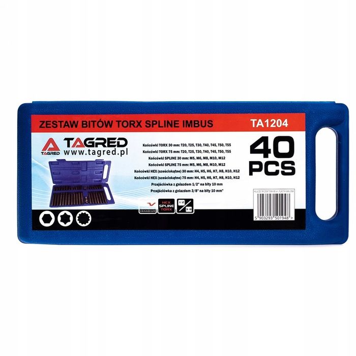 Klucze Torx Spline Imbusowe 40 El. Crv Wys. Jakość