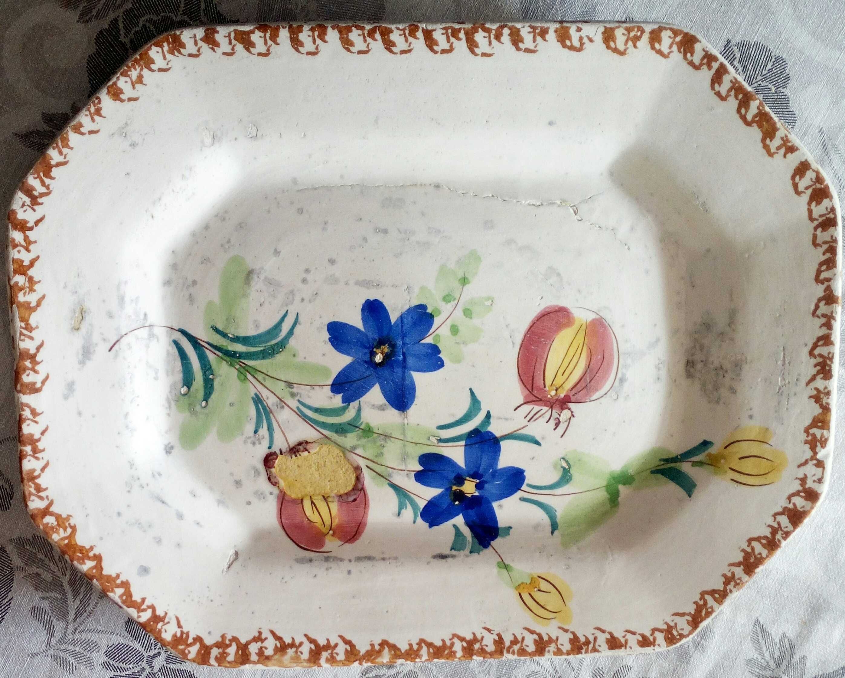 TRAVESSA Oitavada "Ratinho", antiga decoração com flores