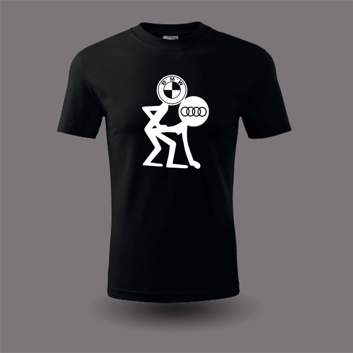 Koszulka t-shirt z nadrukiem BMW vs Audi na prezent urodziny L
