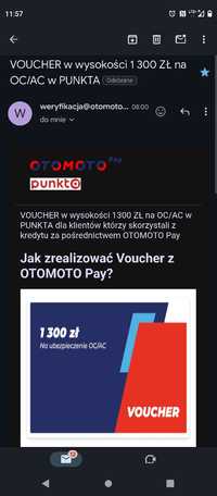 Voucher 1300 zł na ubezpieczenie OC/AC