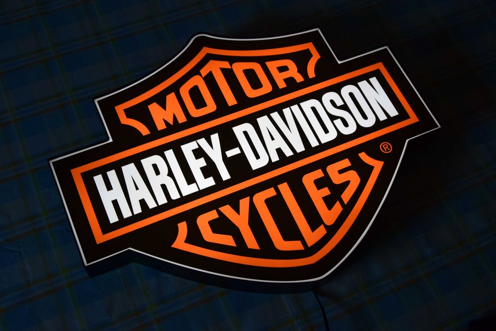 Podświetlane Logo HARLEY DAVIDSON, Szyld H-D, Emblemat, Neon, Prezent