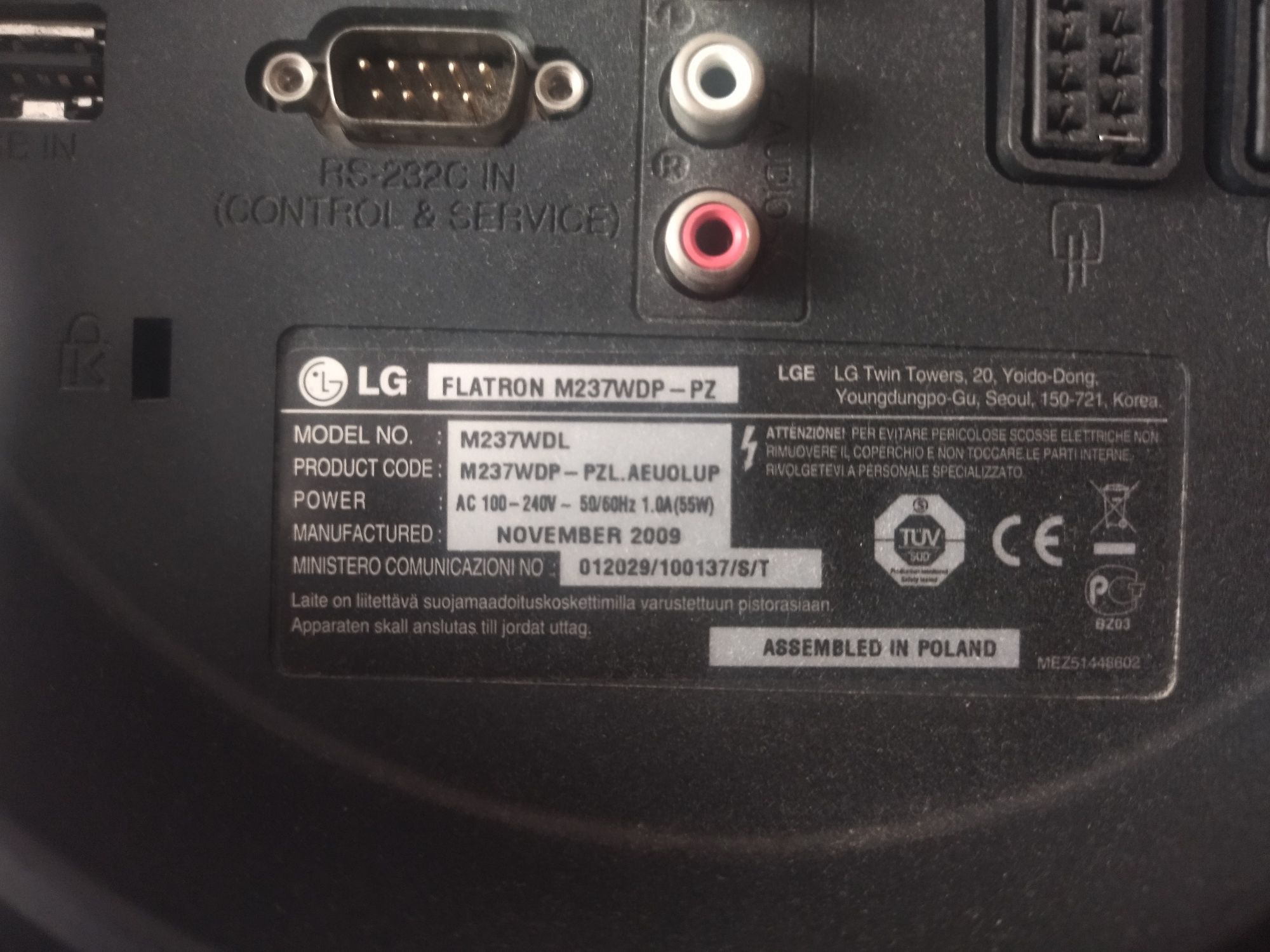 Telewizor LG Flatron M237WDP. Działa