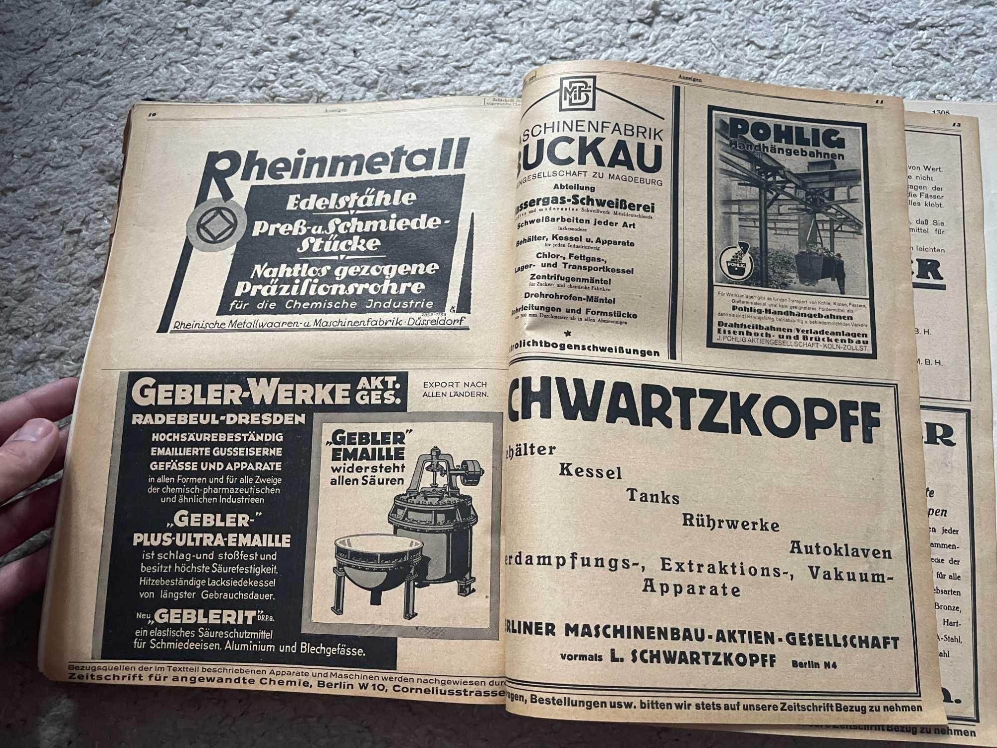 Zeitschrift fur angewandte Chemie Журн приклад химии Германия 1927 год