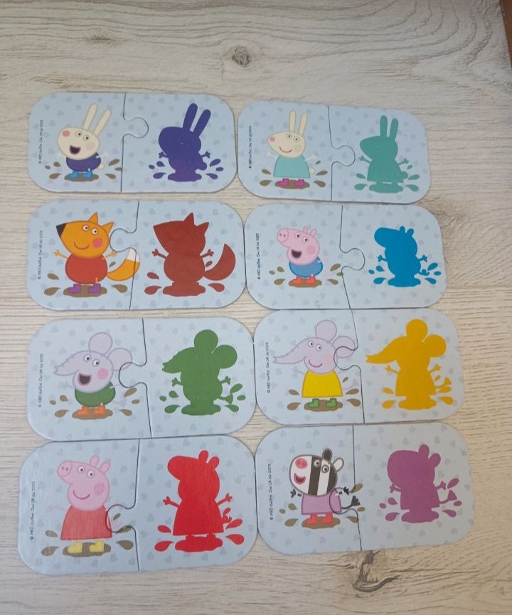 Gra edukacyjna puzzle dopasowywanka Peppa pig + gratisy domino i gra w