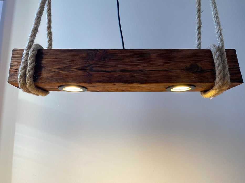 Lampa belka wisząca drewniana loft