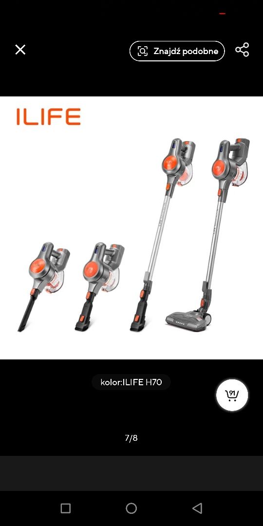 Odkurzacz akumulatorowy Ilife H70 z dodatkową baterią i akcesoriami