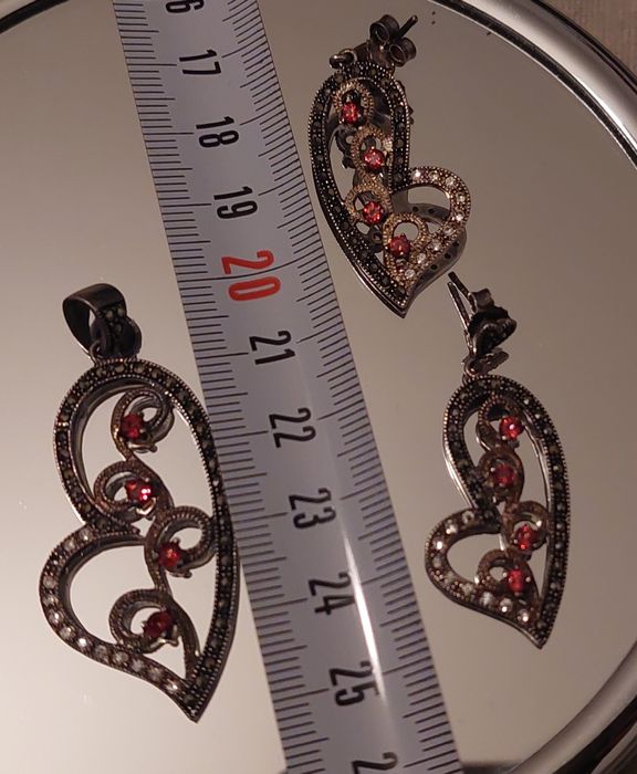 Vintage , komplet biżuterii  : kolczyki i zawieszka srebro 925