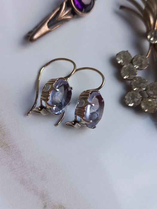 Серьги, броши серебро 875пр звезда