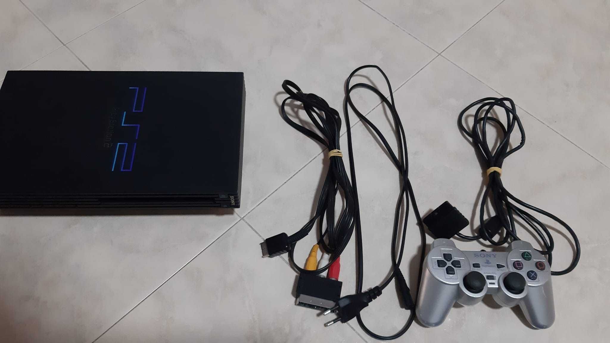 PS2 com 1 Comando Sony + 5 Jogos - Negociável